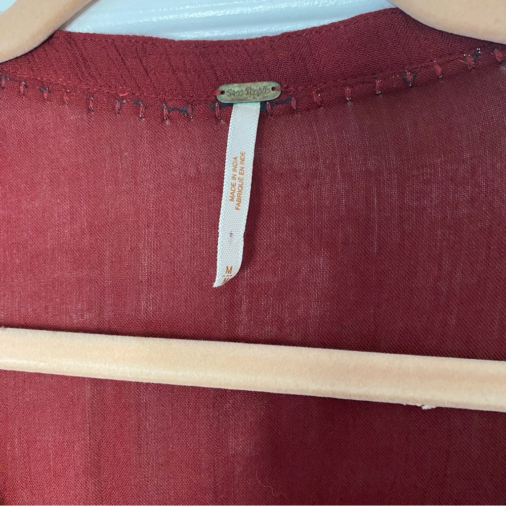 Free People Gauzy Boho Embellished Long Sleeve Blouse - Picture 6 of 6